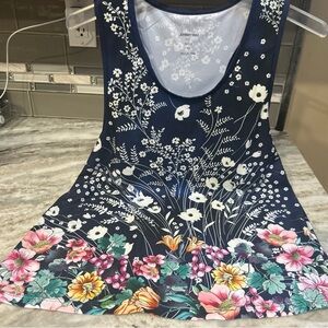 Johnny Was Active  Swing Tank Top XS Vibrant Floral Print Racerback